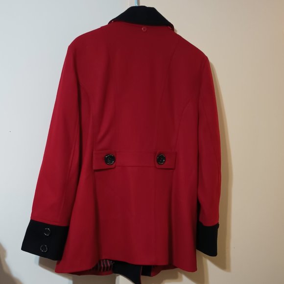 VGUC Vintage Wool Blend Pea Coat in Bright Red & Navy Blue by Nautica (Size: XL) - Picture 3 of 8